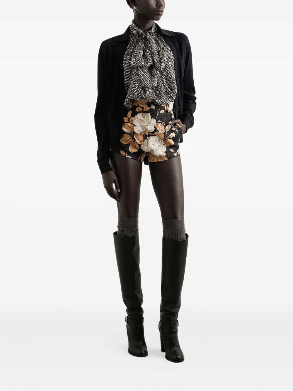 Dolce & Gabbana Mouwloze top met gestrikte hals - Zwart
