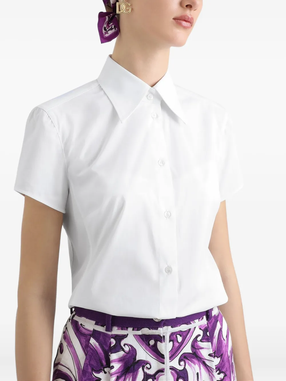 Dolce & Gabbana Blouse van stretch katoen Wit