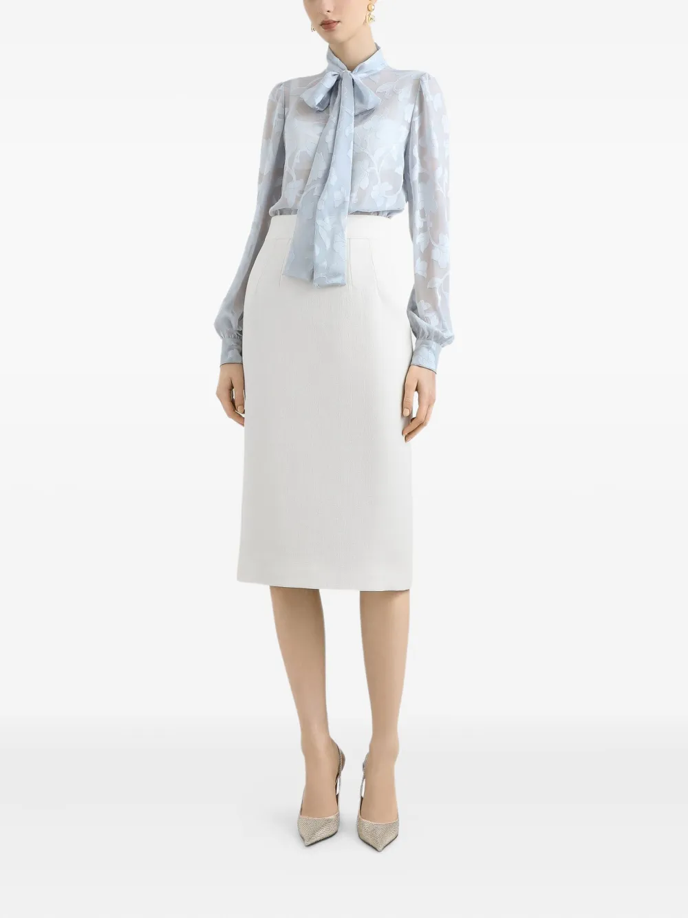 Dolce & Gabbana floral-print silk blouse - Blauw