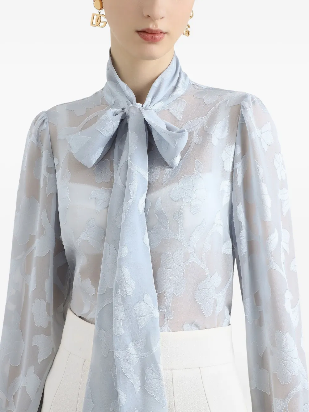 Dolce & Gabbana floral-print silk blouse Blauw