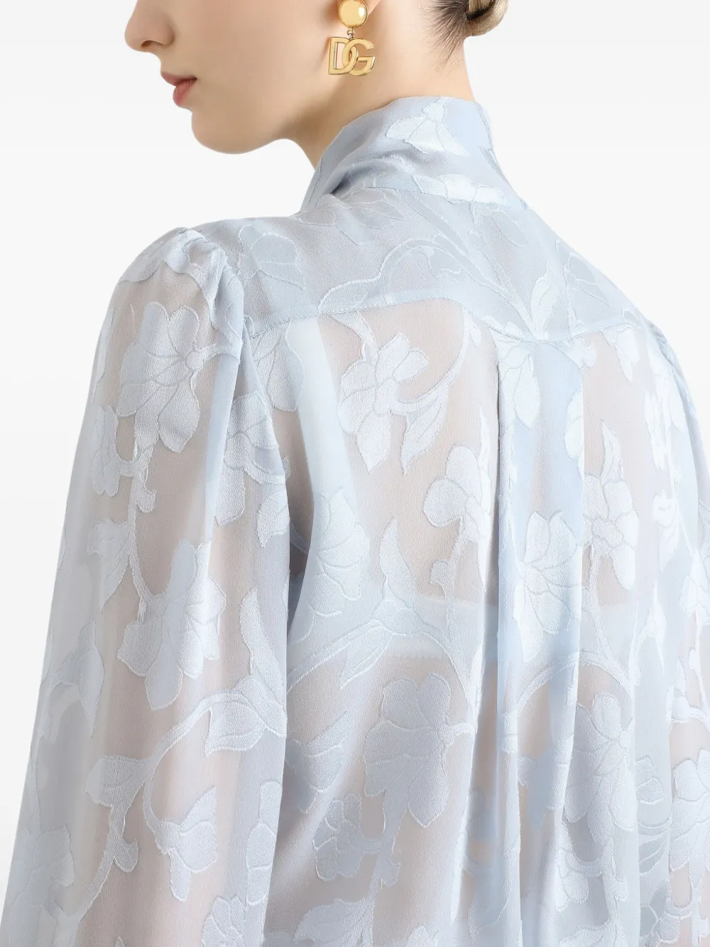 Dolce & Gabbana floral-print silk blouse Blauw