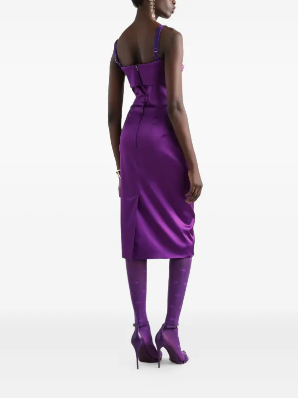 strapless open back dress Allegra Lilac Strapless Satin Midi Dress