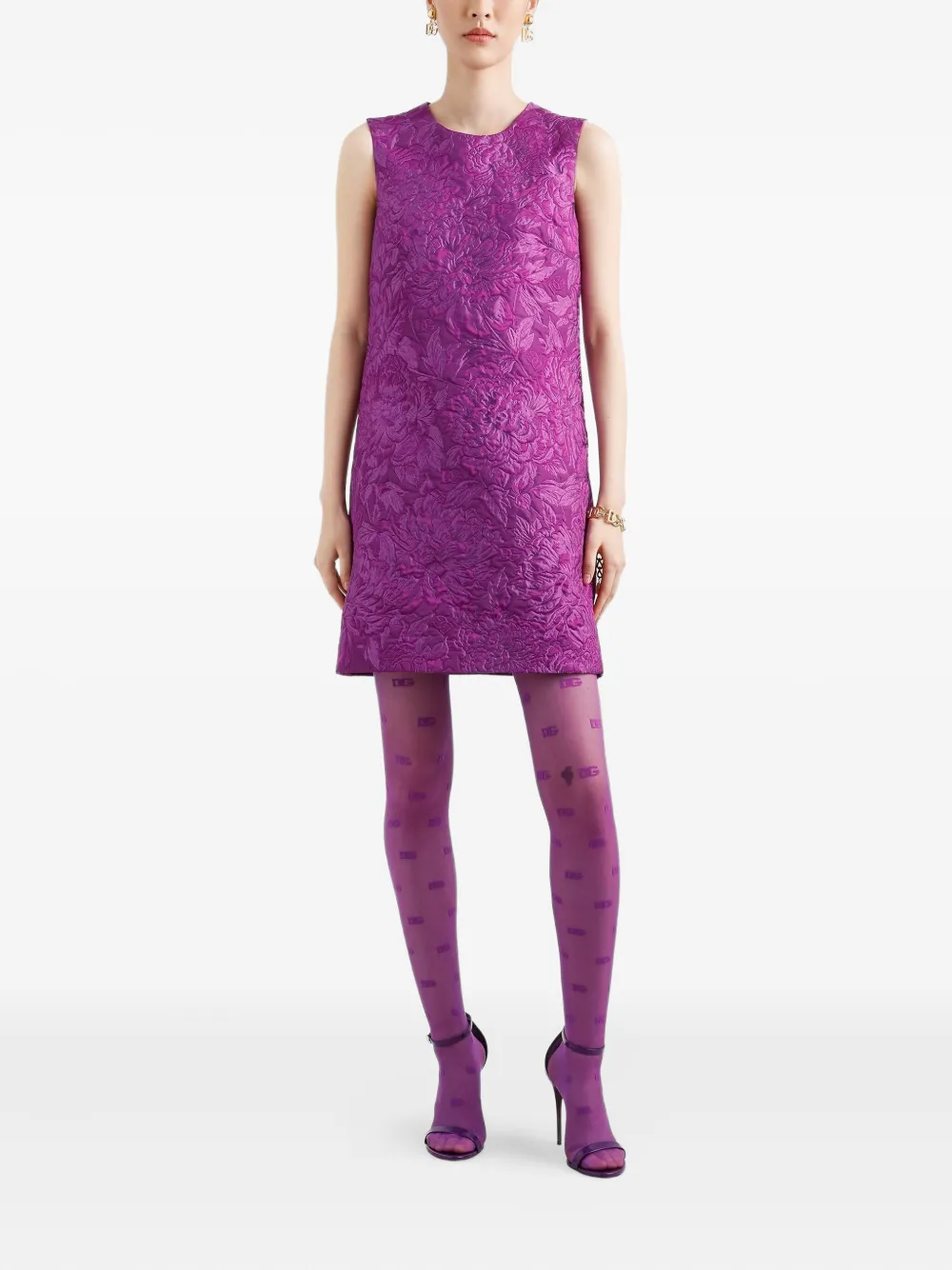 Dolce & Gabbana Mini-jurk met brokaat-effect Paars