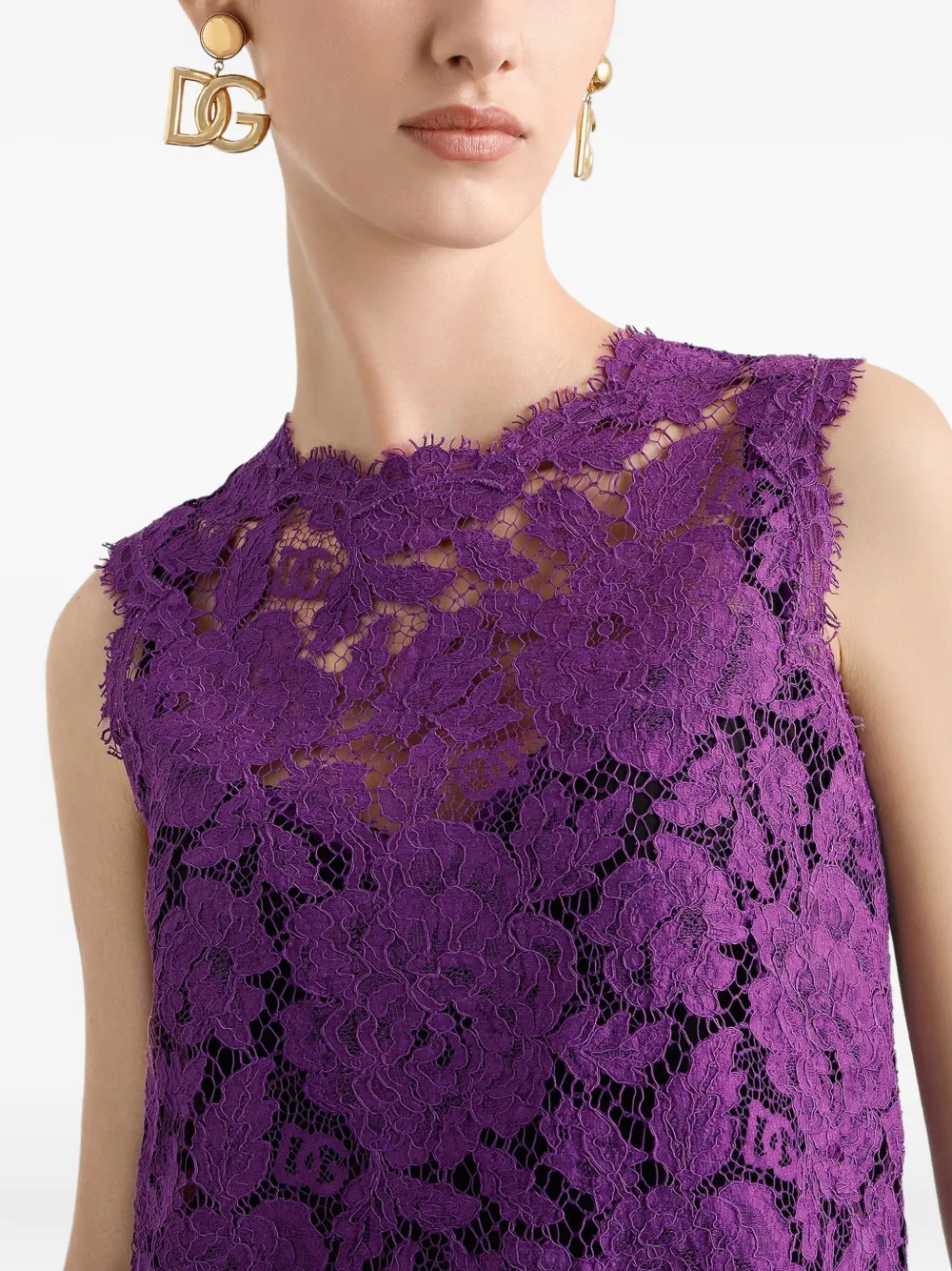 Dolce & Gabbana Mini-jurk met kant Paars