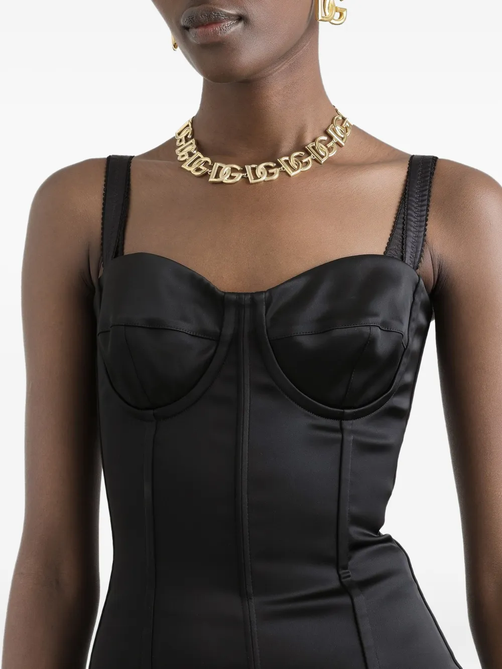 Dolce & Gabbana Satijnen bustier mini-jurk Zwart