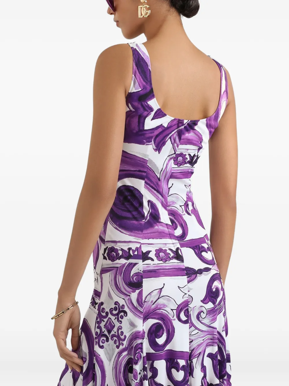 Dolce & Gabbana Midi-jurk met Maiolica-print Paars