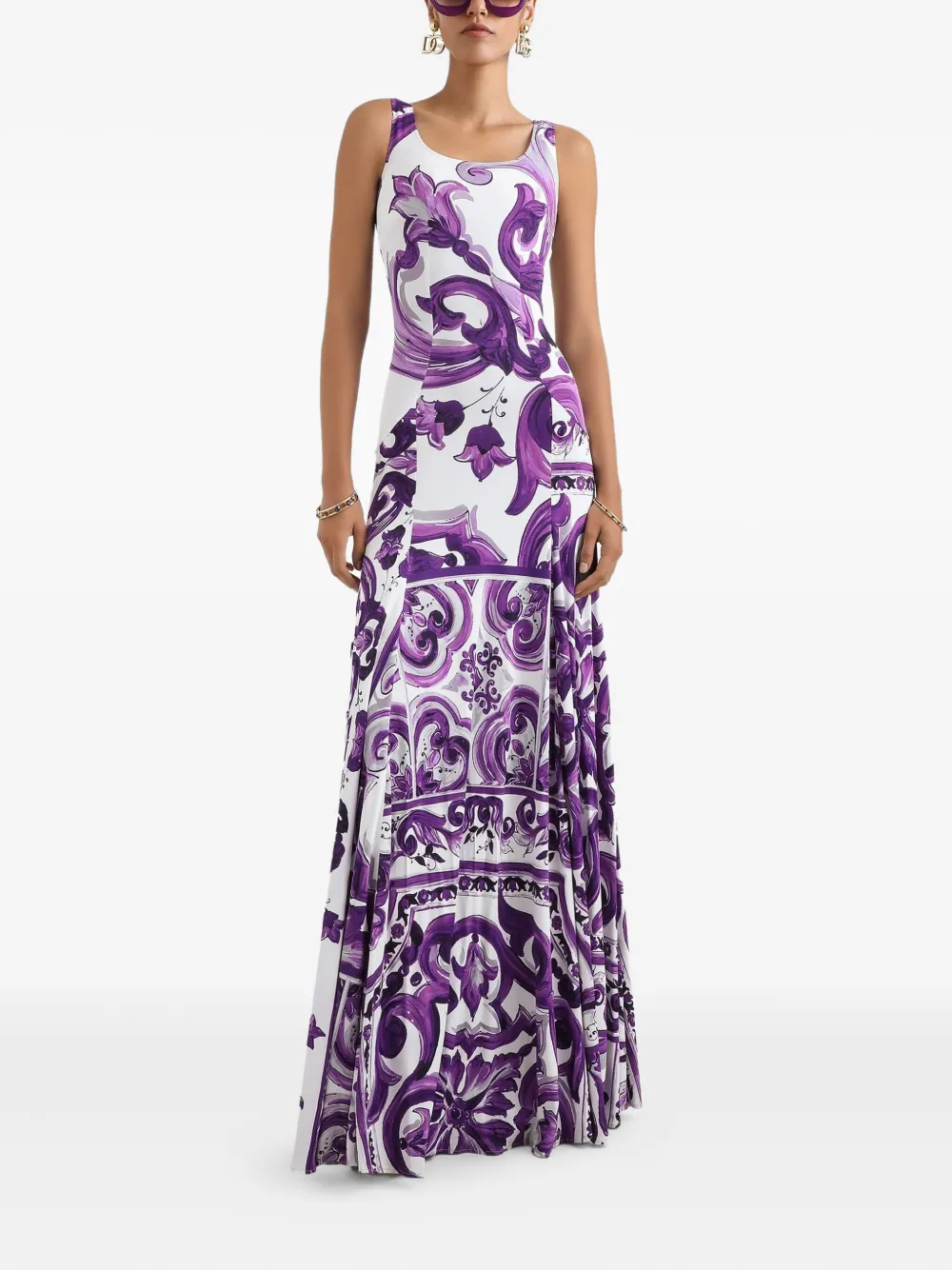Dolce & Gabbana Midi-jurk met Maiolica-print - Paars