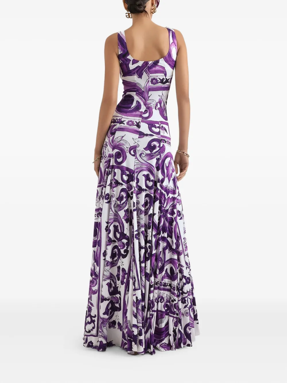 Dolce & Gabbana Midi-jurk met Maiolica-print Paars