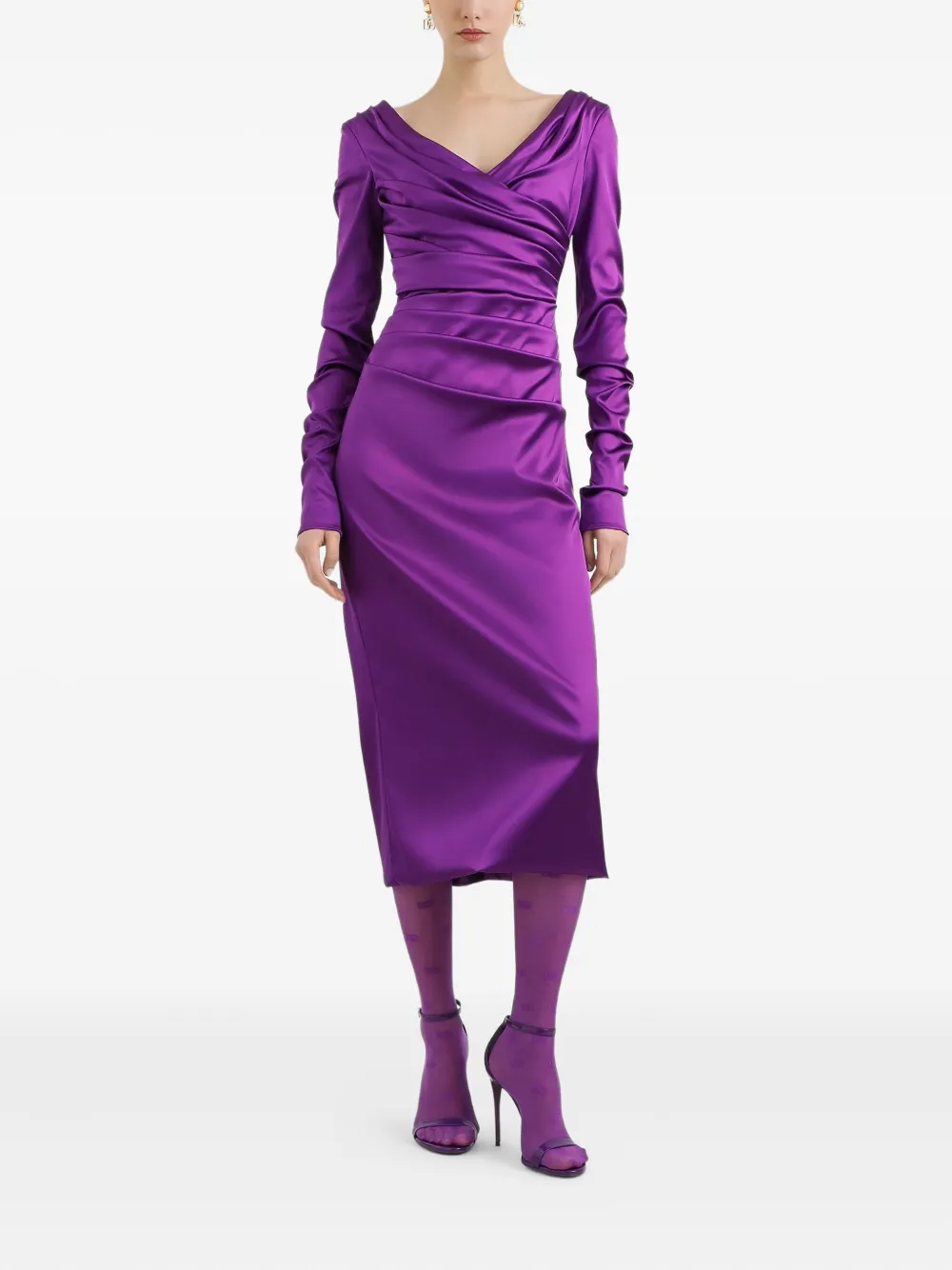 Dolce & Gabbana Gedrapeerde midi-jurk Paars