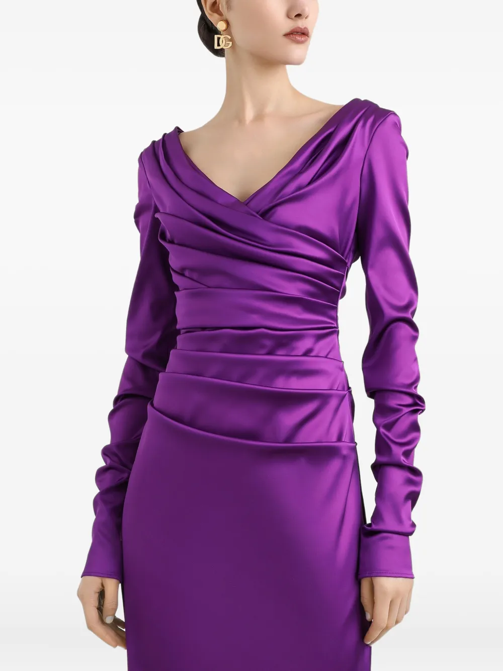 Dolce & Gabbana Gedrapeerde midi-jurk Paars