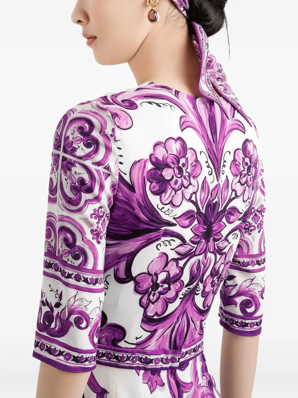 Dolce & Gabbana Midi-jurk met Maiolica-print Wit