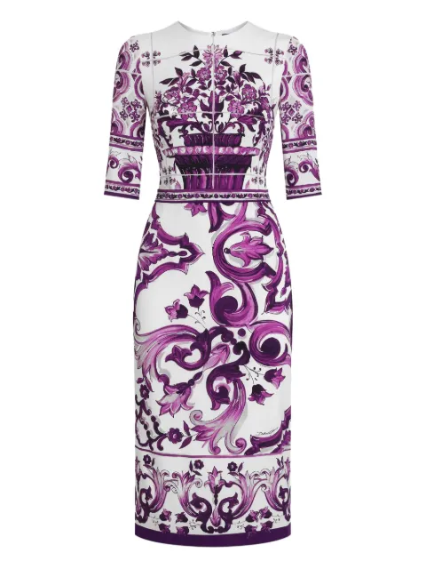 Dolce & Gabbana vestido midi con estampado Mayólica