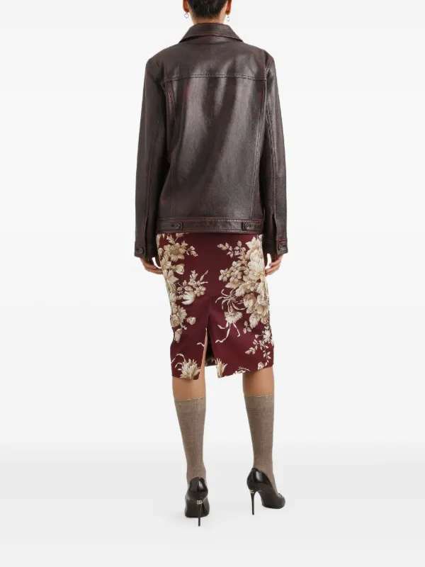 Dolce & Gabbana フローラル ロングスリーブ ドレス | レッド Dolce & Gabbana フローラル ロングスリーブ ドレス | レッド