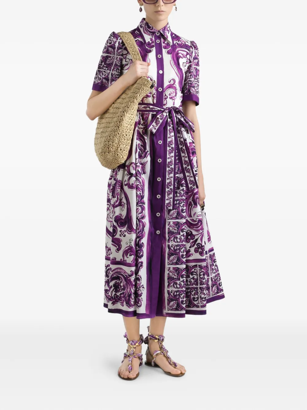 Dolce & Gabbana Midi-jurk met print - Wit