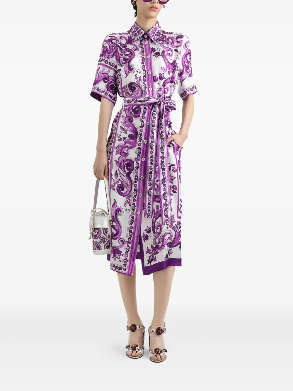 Dolce & Gabbana Midi-jurk met print Wit
