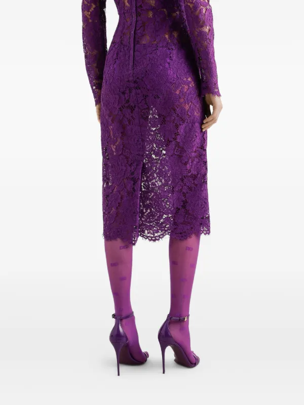 【関税＆送料込み】Dolce & Gabbana Violet Dress With Round Purple Dress with floral motif Dolce & Gabbana