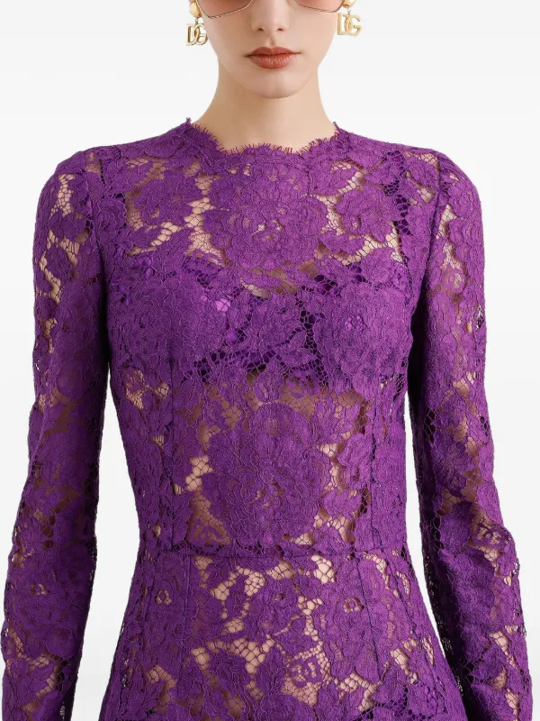 Dolce & Gabbana Cordonetto Lace Sheath Dress - Woman Dresses Purple 42