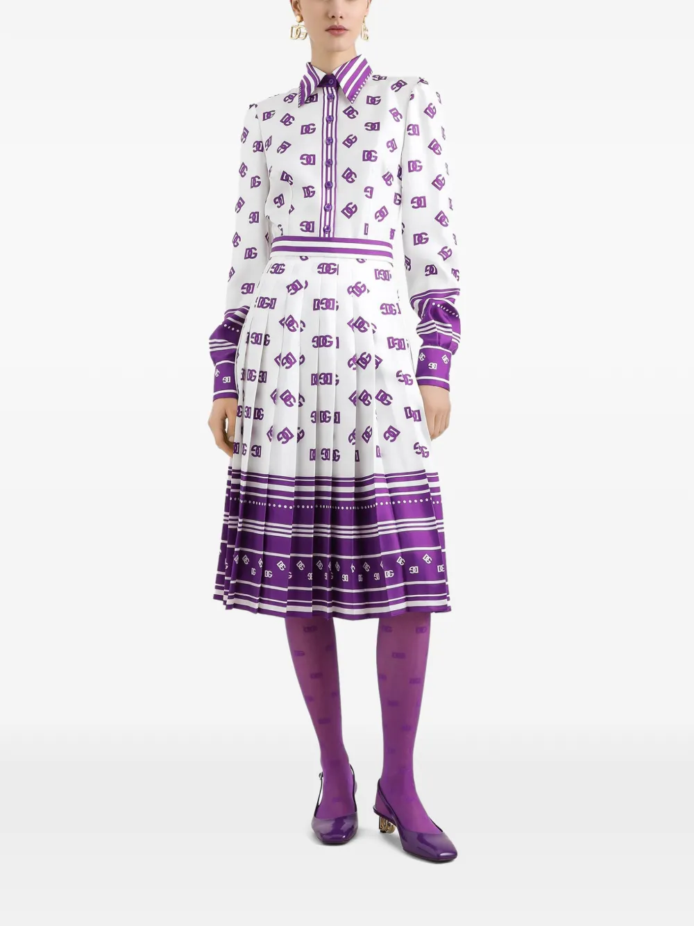 Dolce & Gabbana Blousejurk met logoprint - Wit