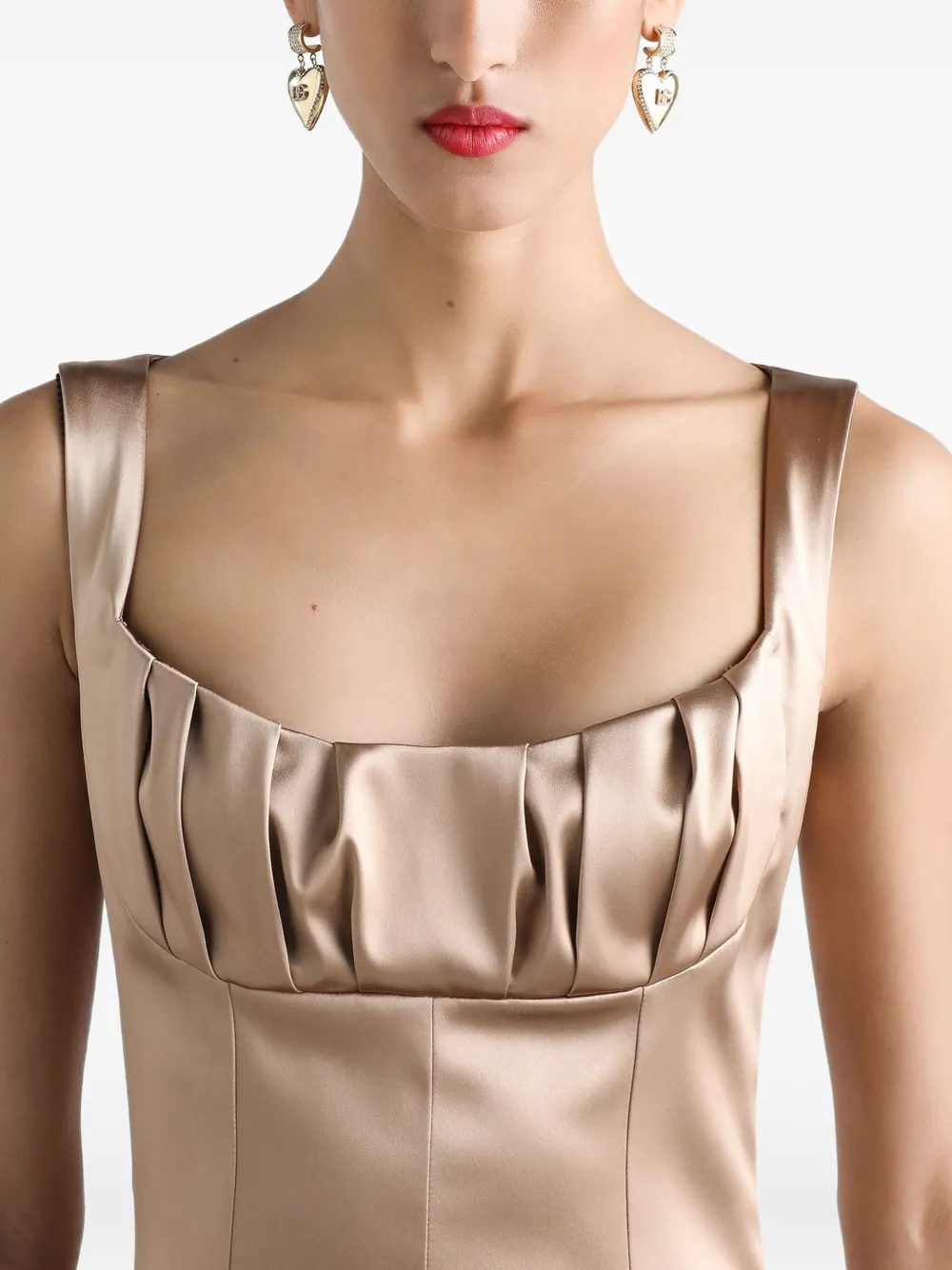 Dolce & Gabbana Satijnen midi-jurk met geplooid detail Beige