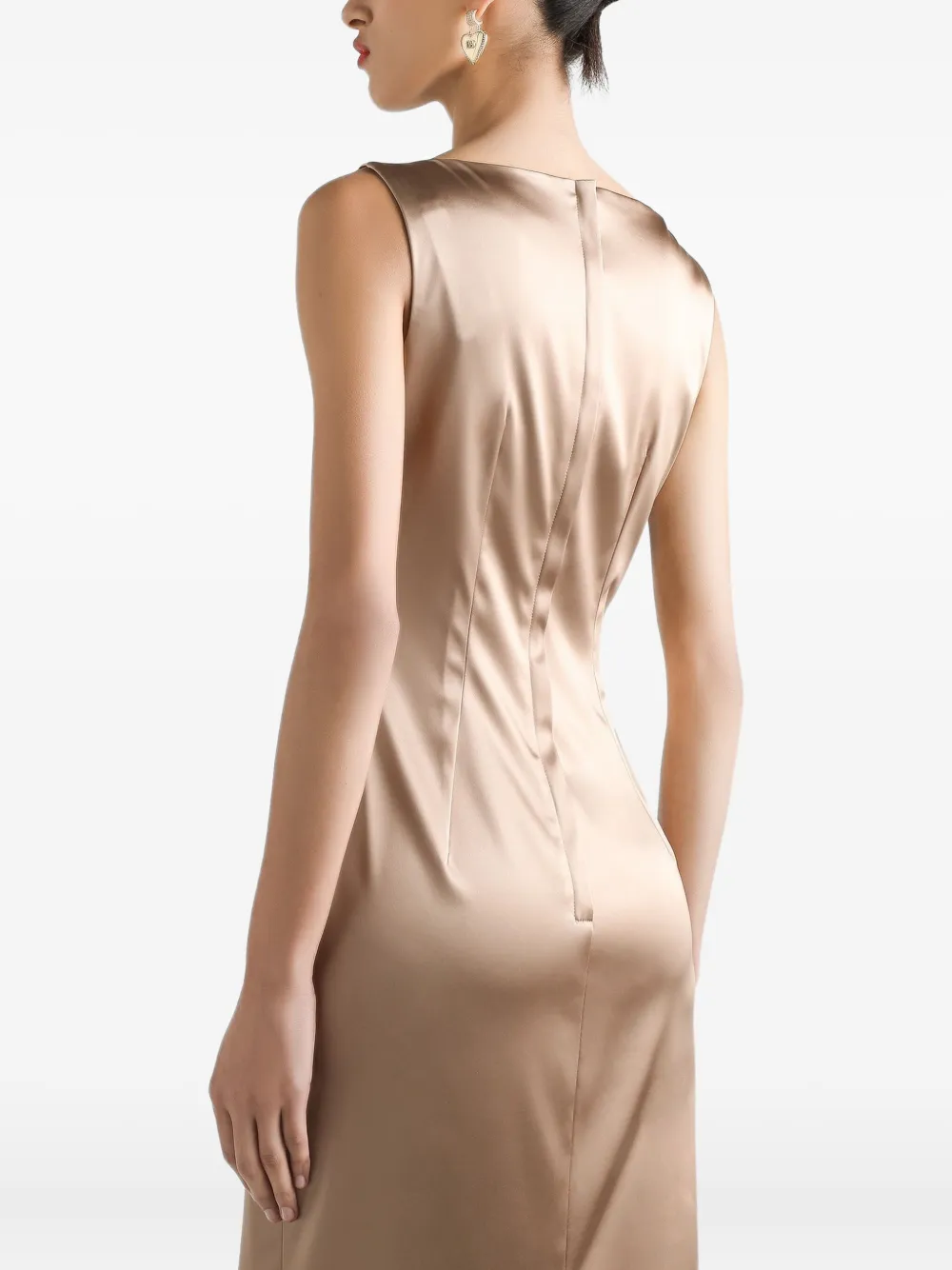 Dolce & Gabbana Satijnen midi-jurk met geplooid detail Beige