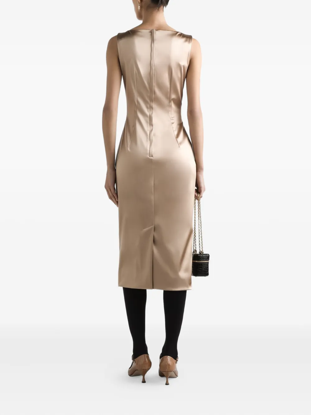 Dolce & Gabbana Satijnen midi-jurk met geplooid detail Beige