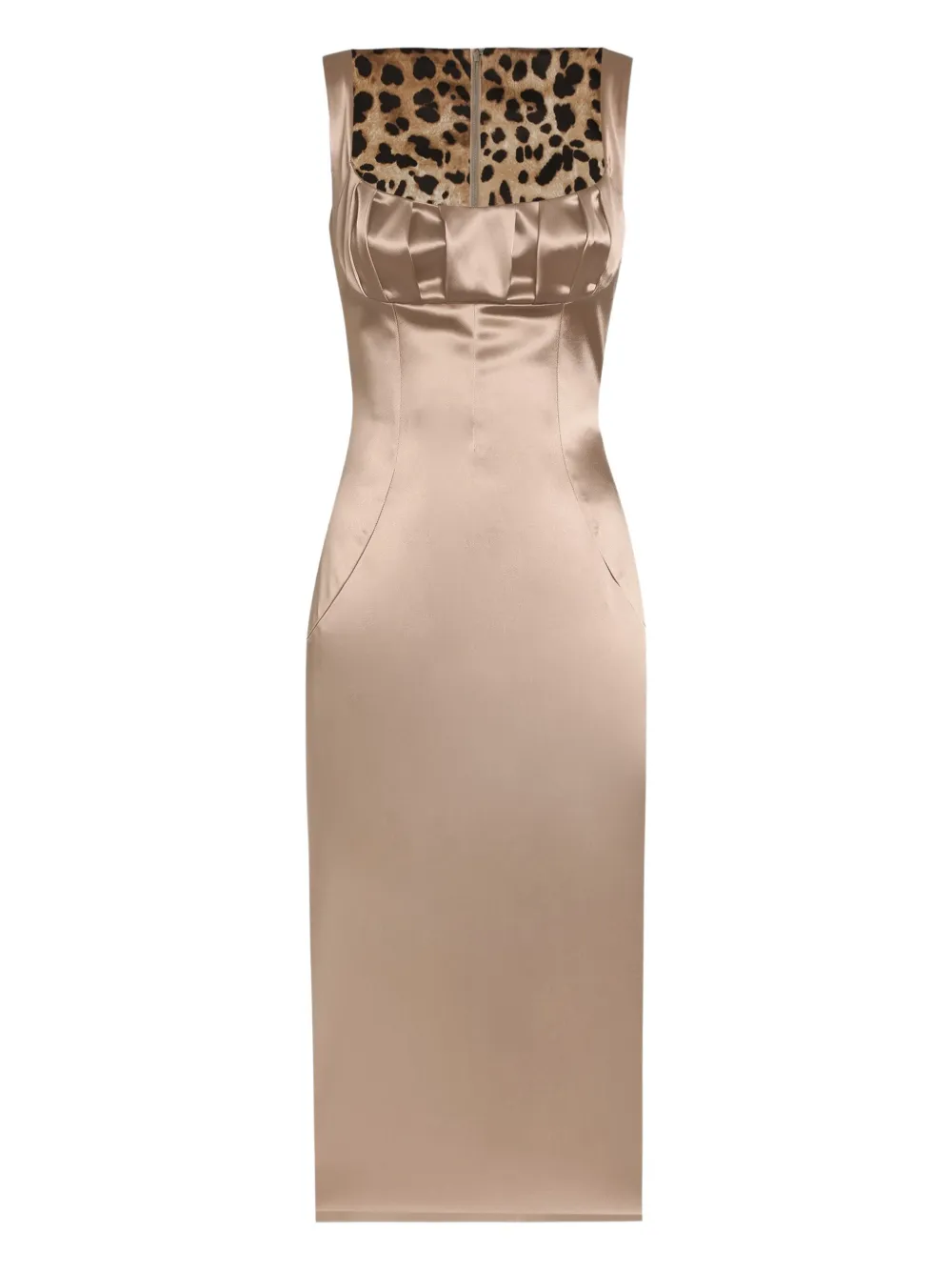 Dolce & Gabbana Pleat-detail Satin Midi Dress In Neutral