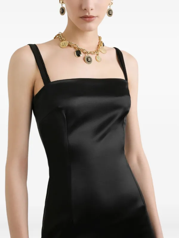 dolce gabbana satin dress Satin calf-length corset dress with bra detail in Black for Women