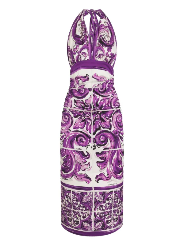 Dolce & Gabbana ロゴストラップ グラフィック ドレス ホワイト Dolce & Gabbana ロゴストラップ グラフィック ドレス ホワイト