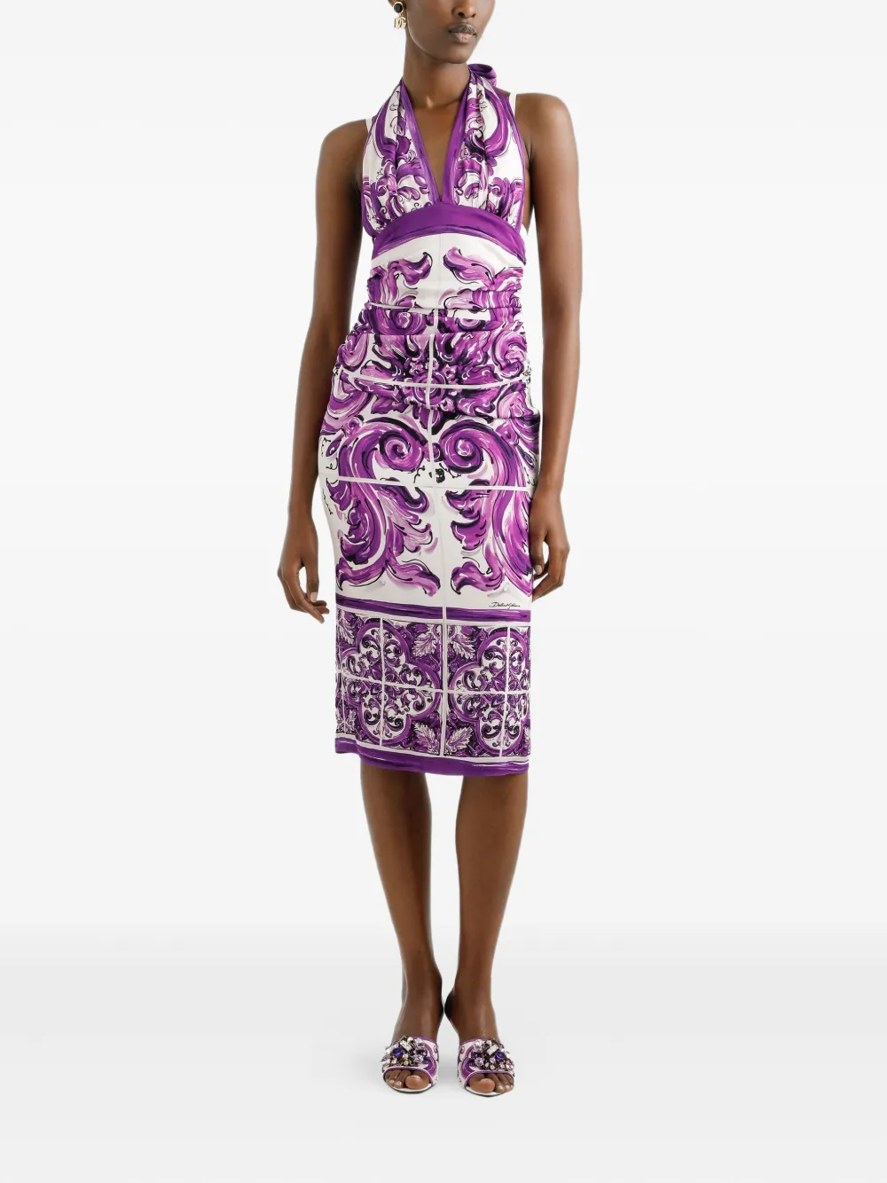 Dolce & Gabbana Midi-jurk met grafische print Wit