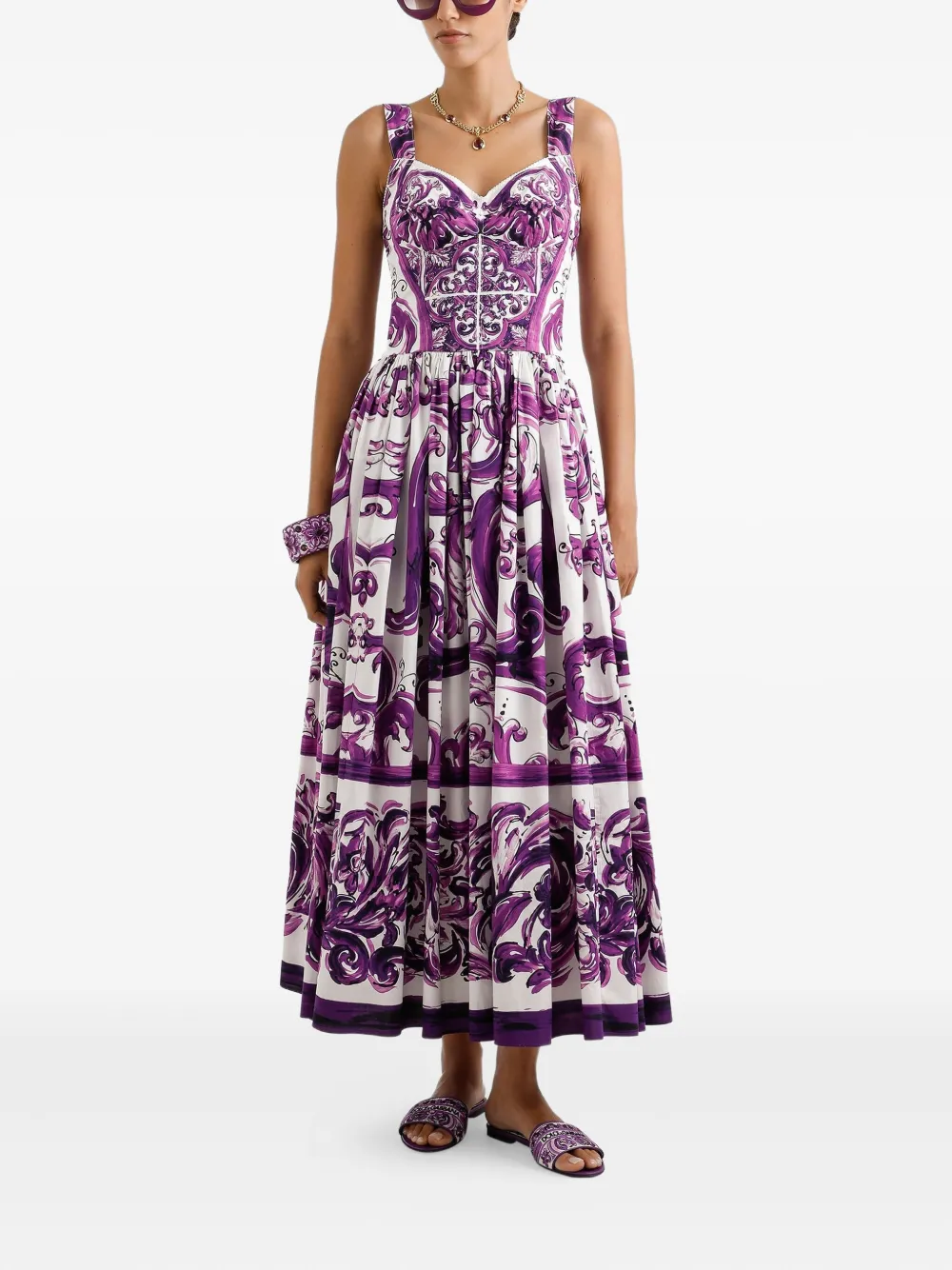 Dolce & Gabbana Midi-jurk met grafische print Wit