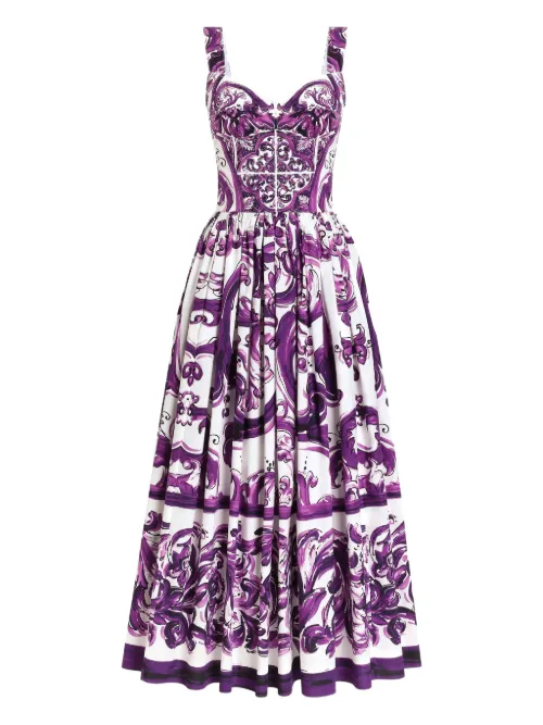 Robe mi-longue à imprimé graphique - Dolce & Gabbana - Modalova