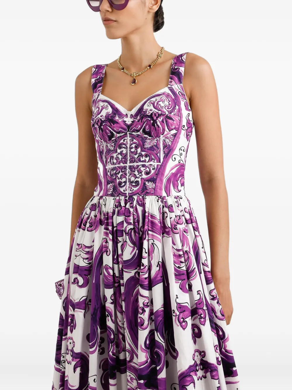 Dolce & Gabbana Midi-jurk met grafische print Wit