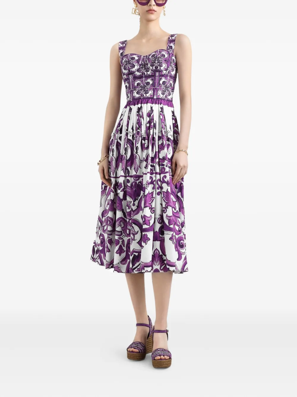 Dolce & Gabbana Midi-jurk met print - Paars
