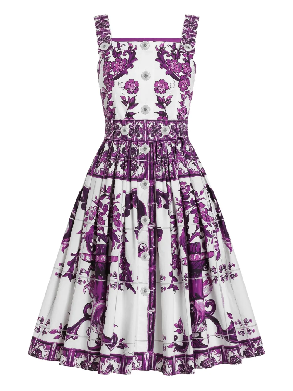 Dolce & Gabbana Midi-jurk met Maiolica-print Wit