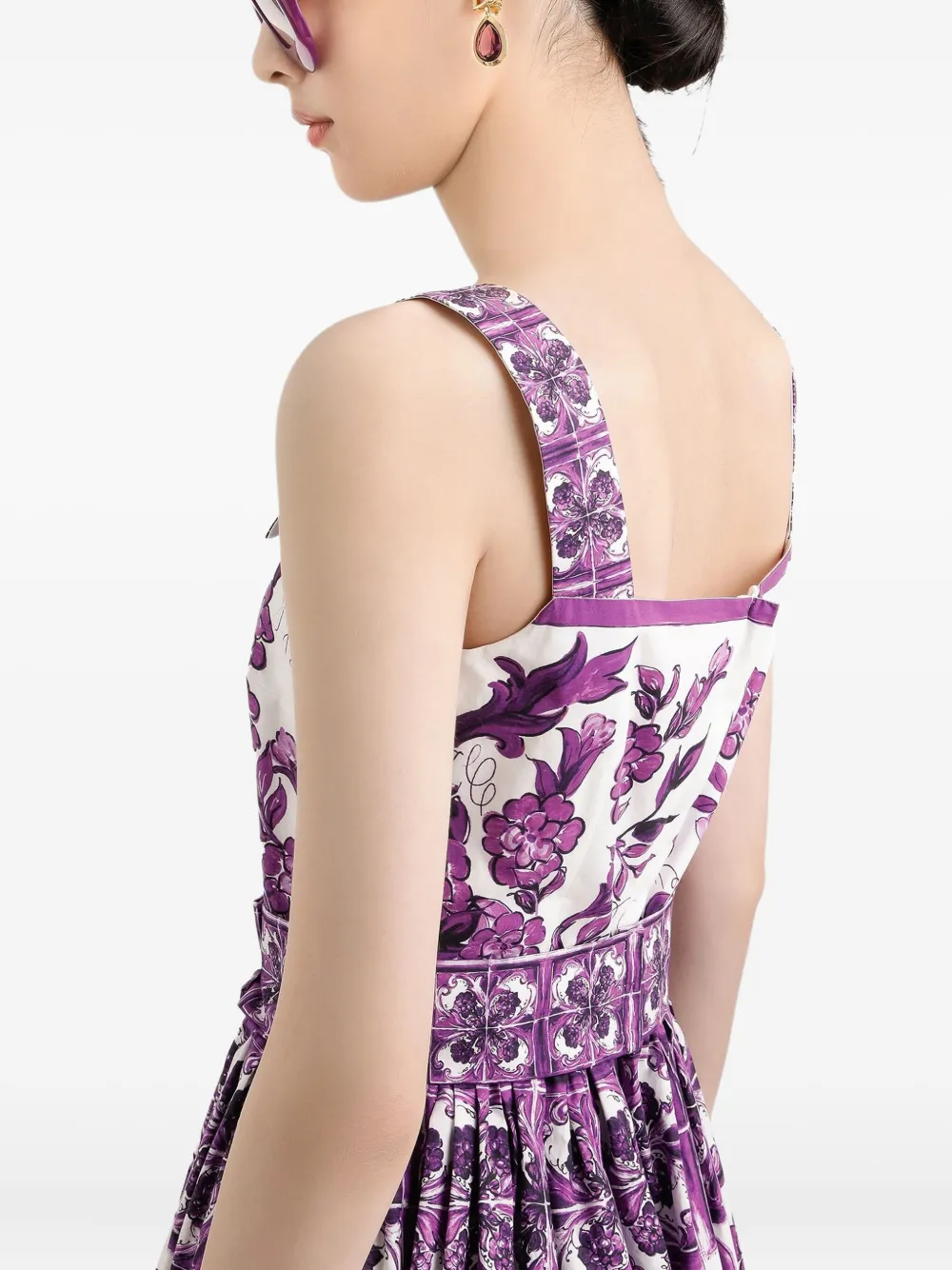 Dolce & Gabbana Midi-jurk met Maiolica-print Wit