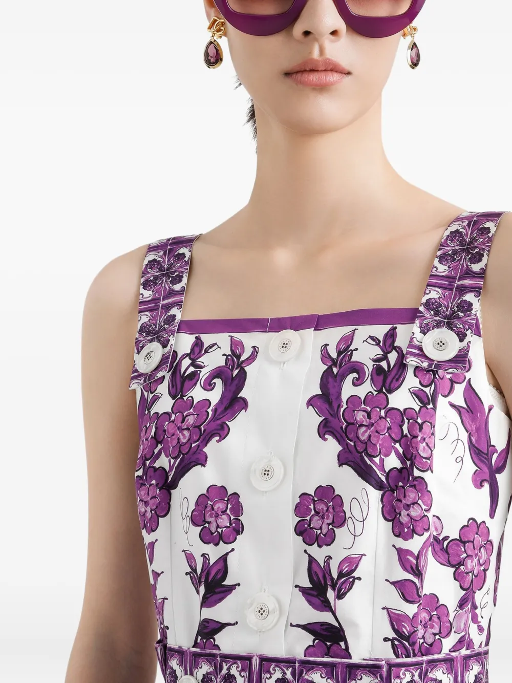 Dolce & Gabbana Midi-jurk met Maiolica-print Wit