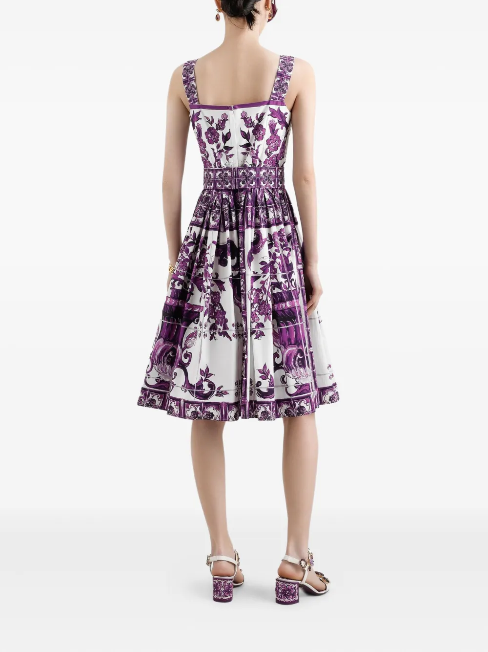 Dolce & Gabbana Midi-jurk met Maiolica-print Wit