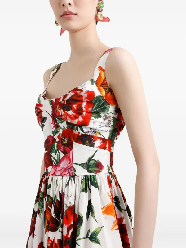 Dolce Gabbana floral-print Midi Dress White FARFETCH TH