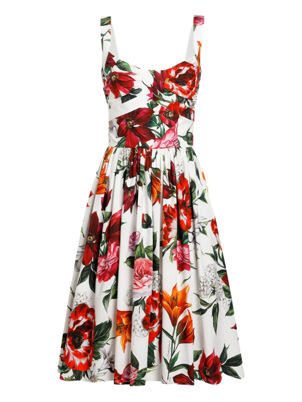 Dolce & Gabbana Midi-jurk met bloemenprint Wit