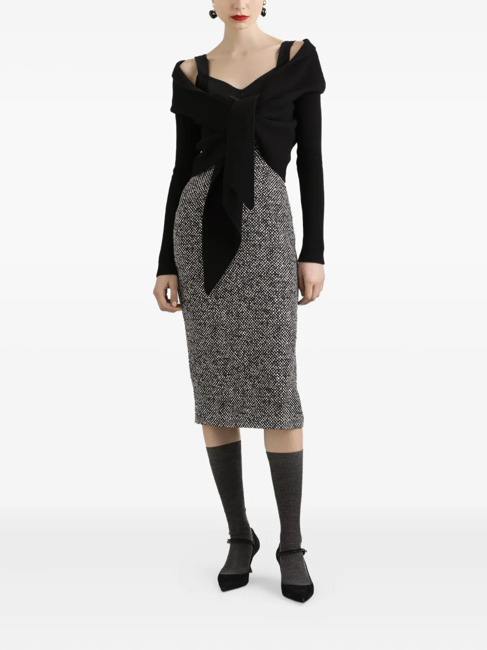 Dolce & Gabbana Midi-jurk met vlakken - Zwart