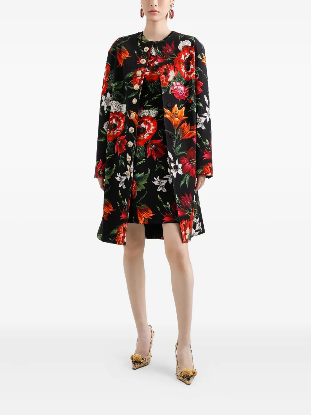 Dolce & Gabbana Mini-jurk met bloemenprint Zwart