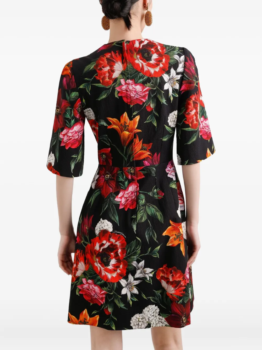 Dolce & Gabbana Mini-jurk met bloemenprint Zwart