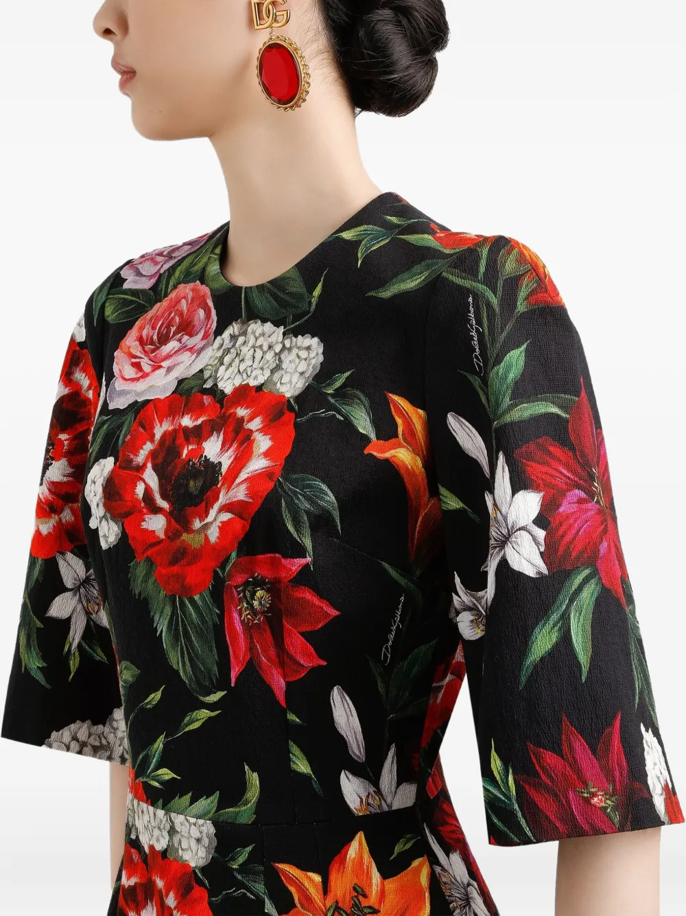 Dolce & Gabbana Mini-jurk met bloemenprint Zwart