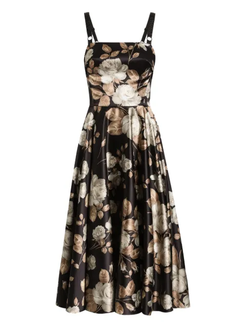Dolce & Gabbana rose-print satin midi dress