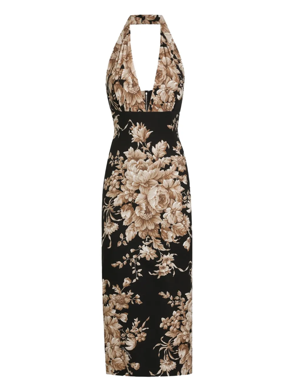 Dolce & Gabbana Midi-halterjurk met bloemenprint Zwart