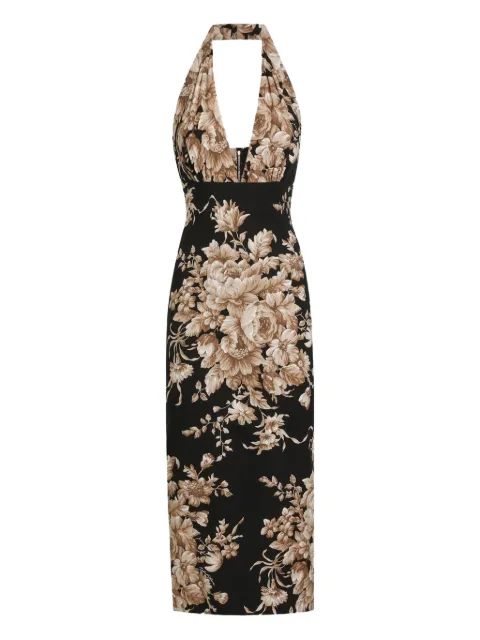 Dolce & Gabbana floral-print halterneck midi dress