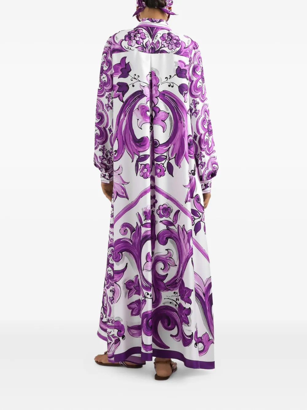 Dolce & Gabbana Blousejurk met Maiolica-print Paars