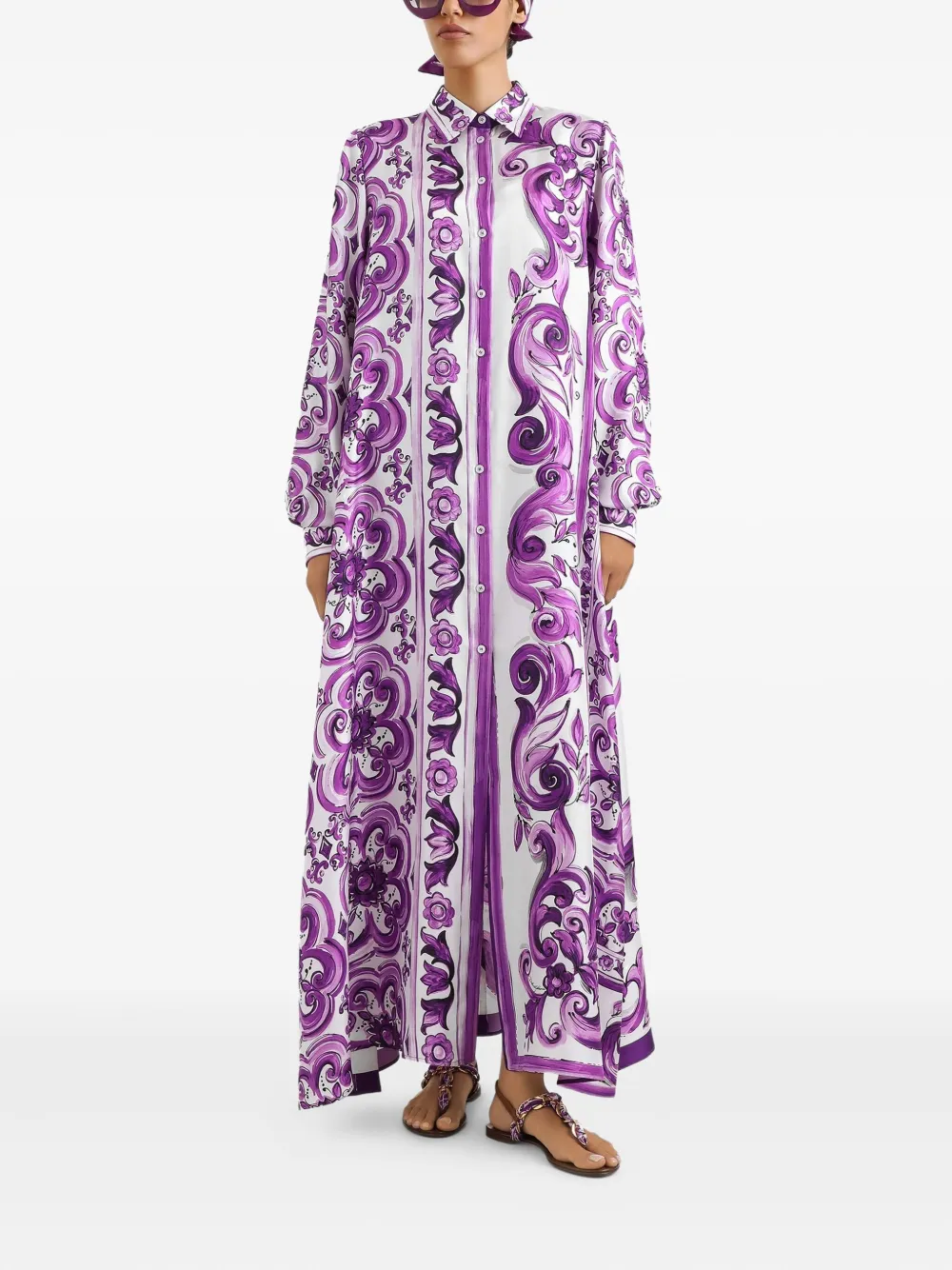 Dolce & Gabbana Blousejurk met Maiolica-print Paars