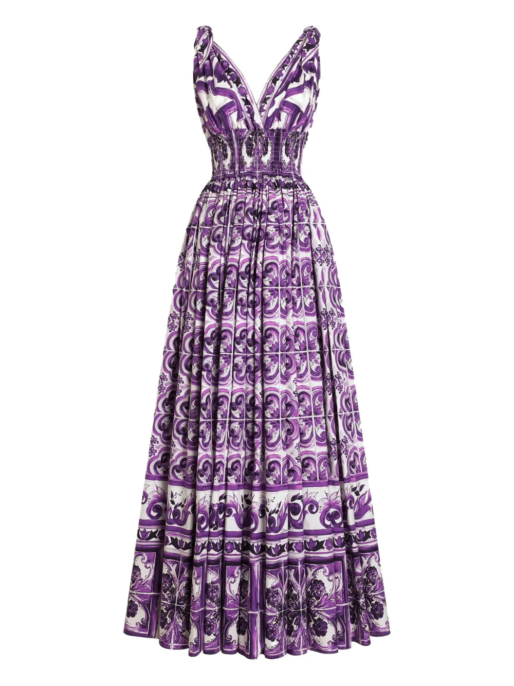 Dolce & Gabbana Midi-jurk met Maiolica-print Paars
