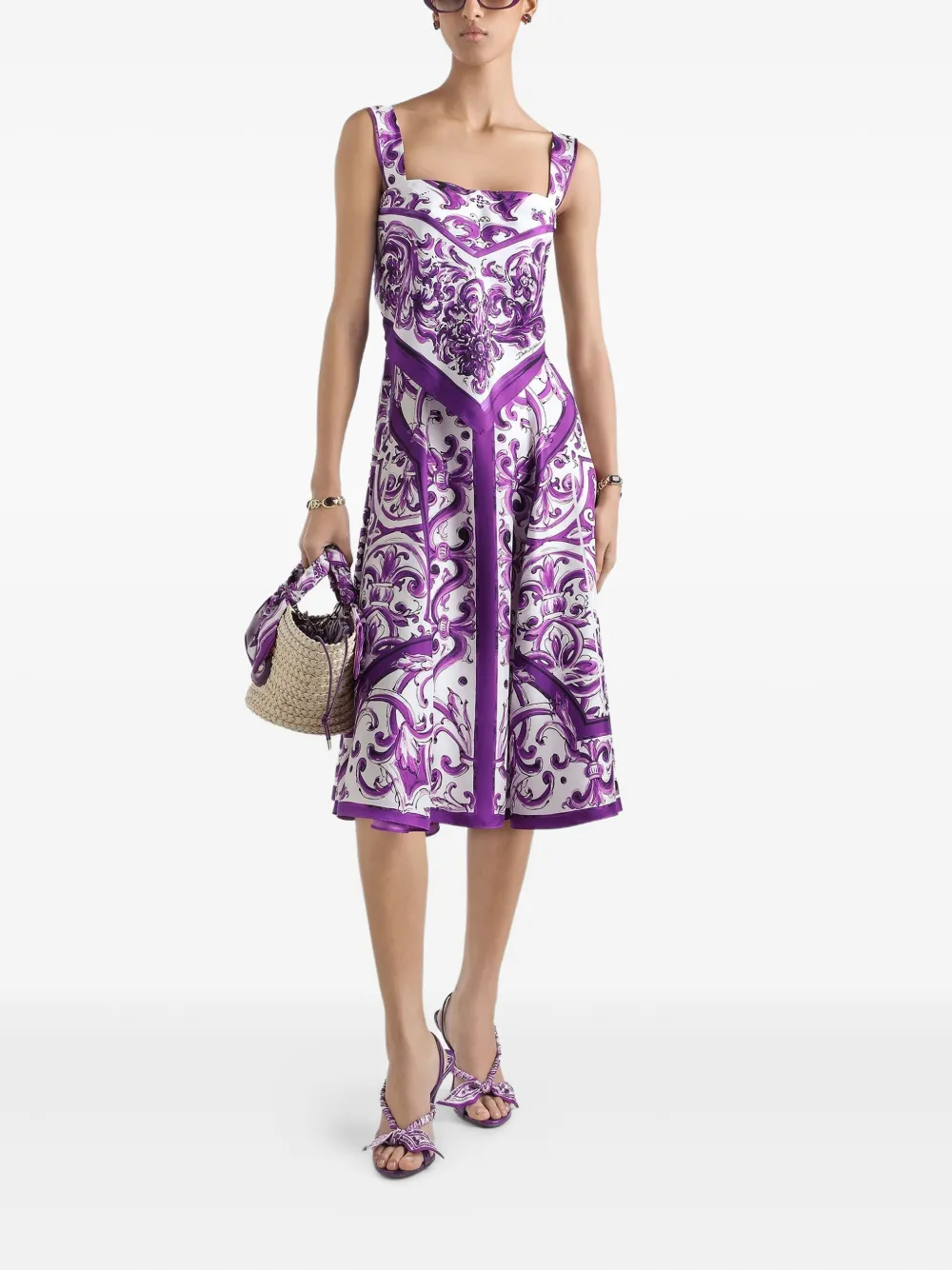 Dolce & Gabbana Midi-jurk met print Wit